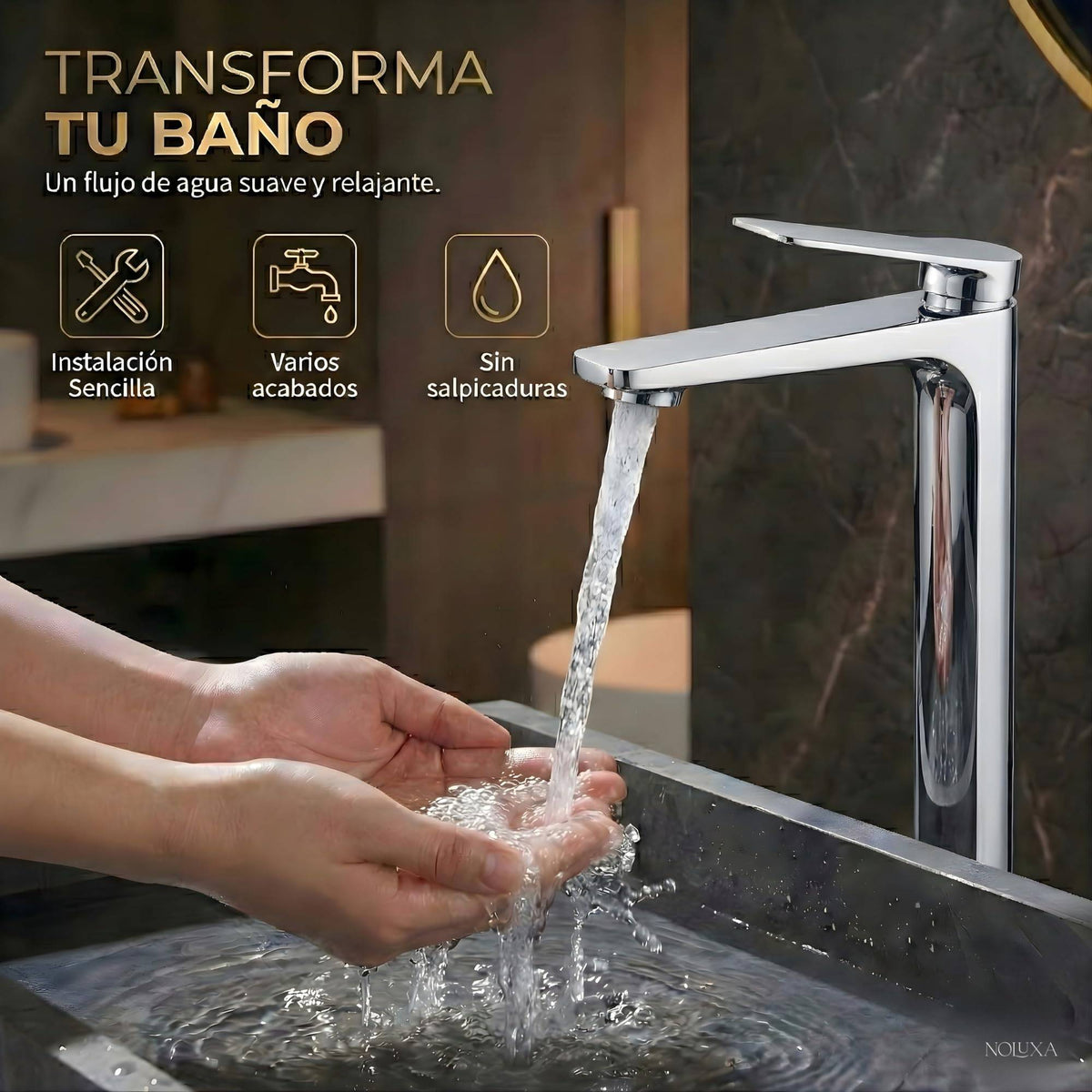 GRIFO LAVABO CAÑO ALTO MONOMANDO SERIE NÁPOLES