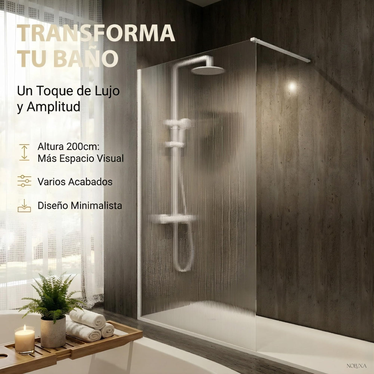 MAMPARA FIJO SCREEN WAVES 100 x 200 cm Blanco Mate