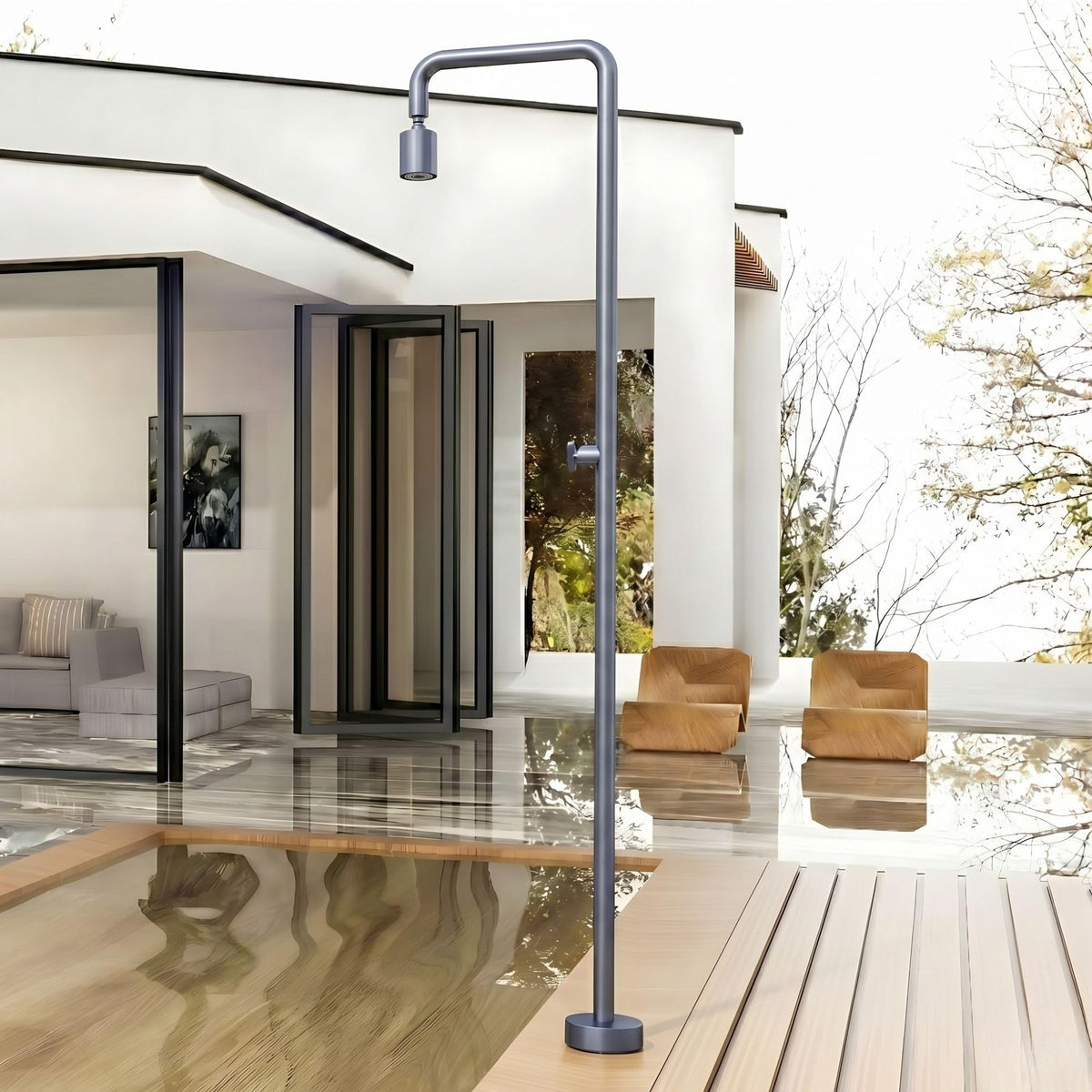 DUCHA PISCINA EXTERIOR EN ACERO INOX. S.316 SERIE POOL