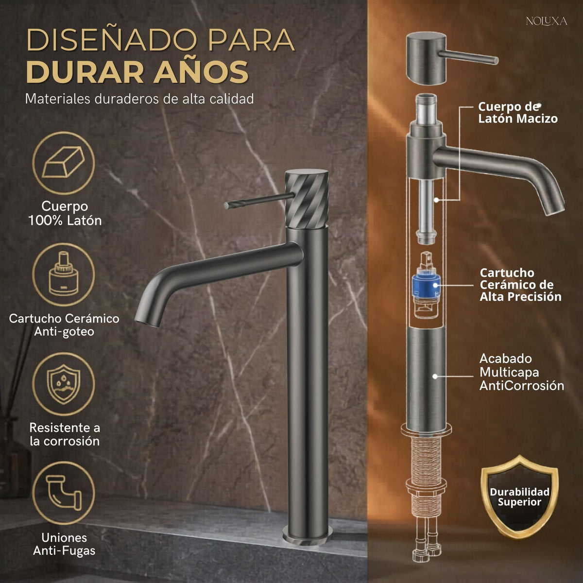 GRIFO LAVABO CAÑO ALTO MONOMANDO SERIE BLESS