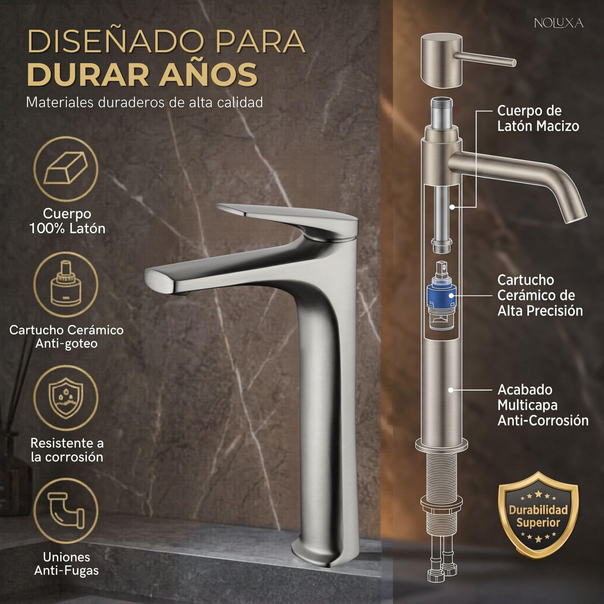 GRIFO LAVABO CAÑO ALTO MONOMANDO SERIE DELOS