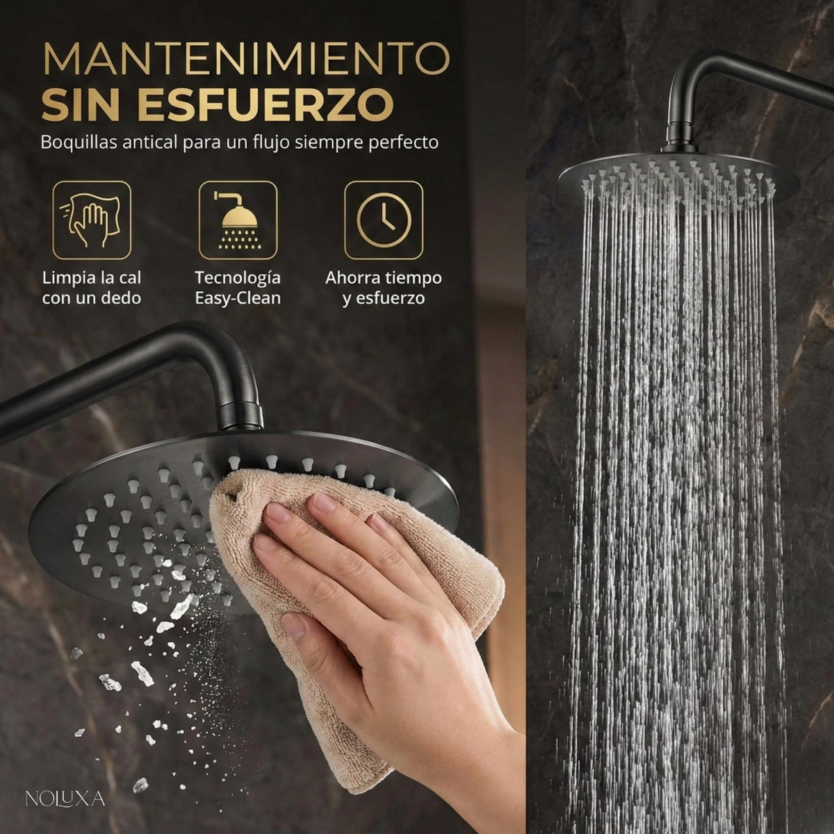 CONJUNTO DUCHA TERMOSTÁTICO EMPOTRADO ASSEN Black Gun Metal