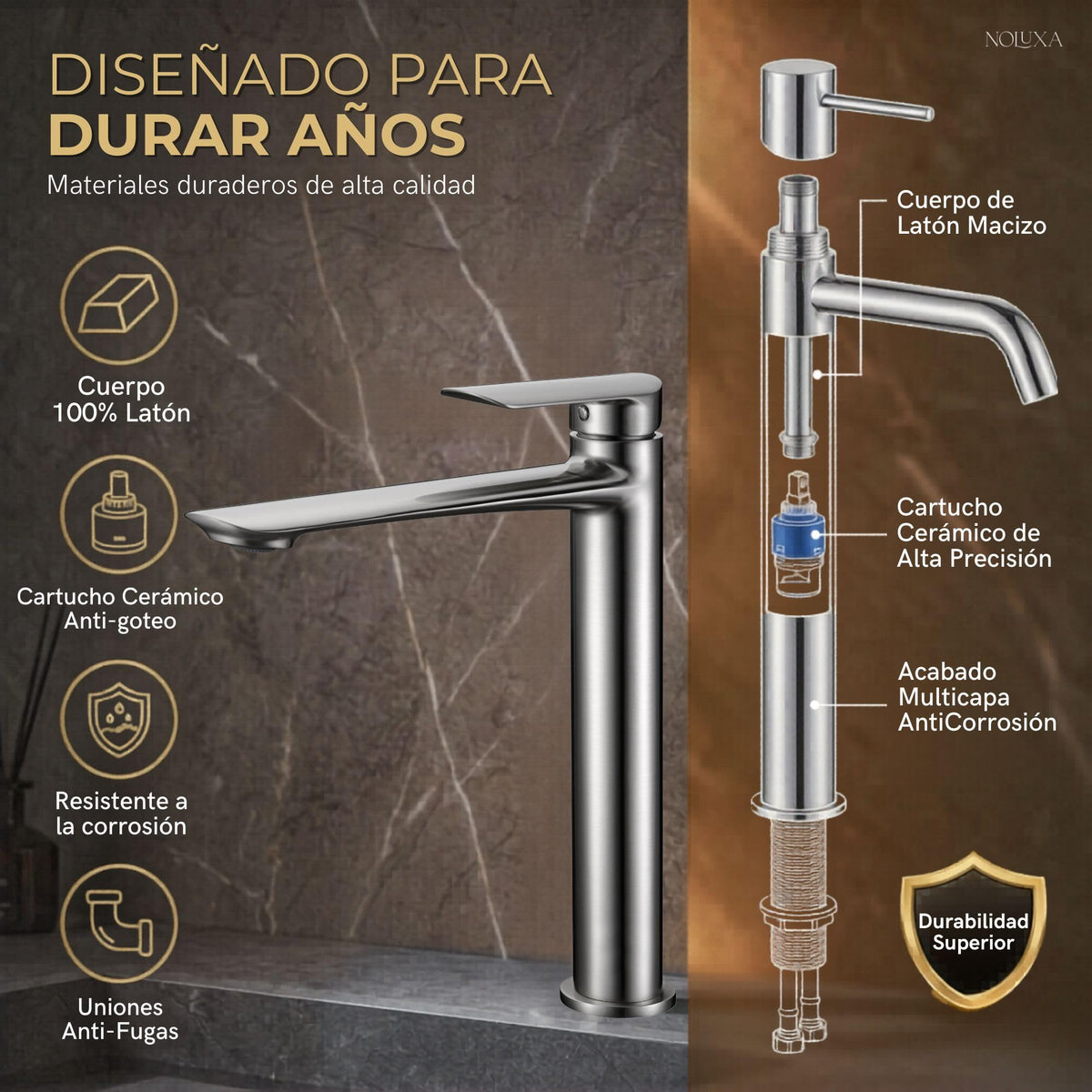 GRIFO LAVABO CAÑO ALTO MONOMANDO SERIE URAL