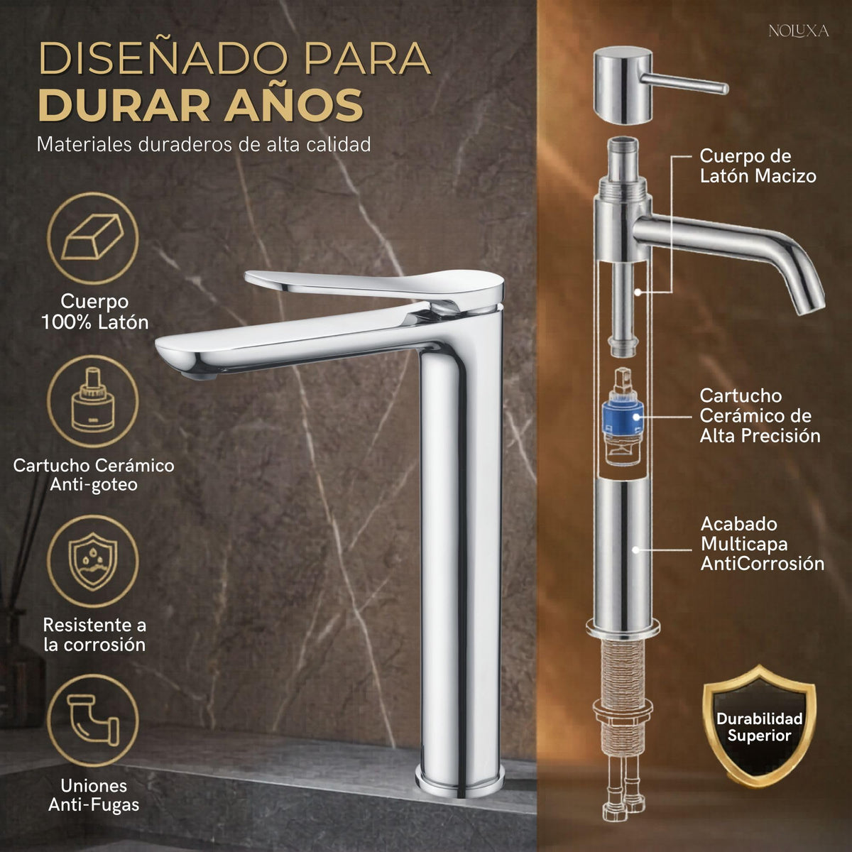 GRIFO LAVABO CAÑO ALTO MONOMANDO SERIE DINAMARCA