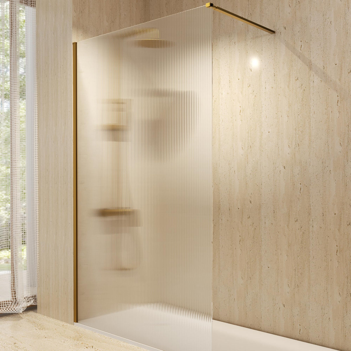 MAMPARA FIJO SCREEN WAVES 100 x 200 cm Oro Cepillado