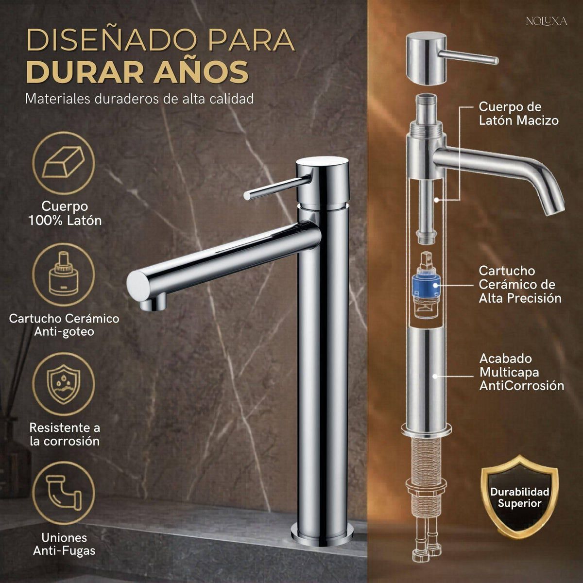 GRIFO LAVABO CAÑO ALTO MONOMANDO SERIE MILOS STICK