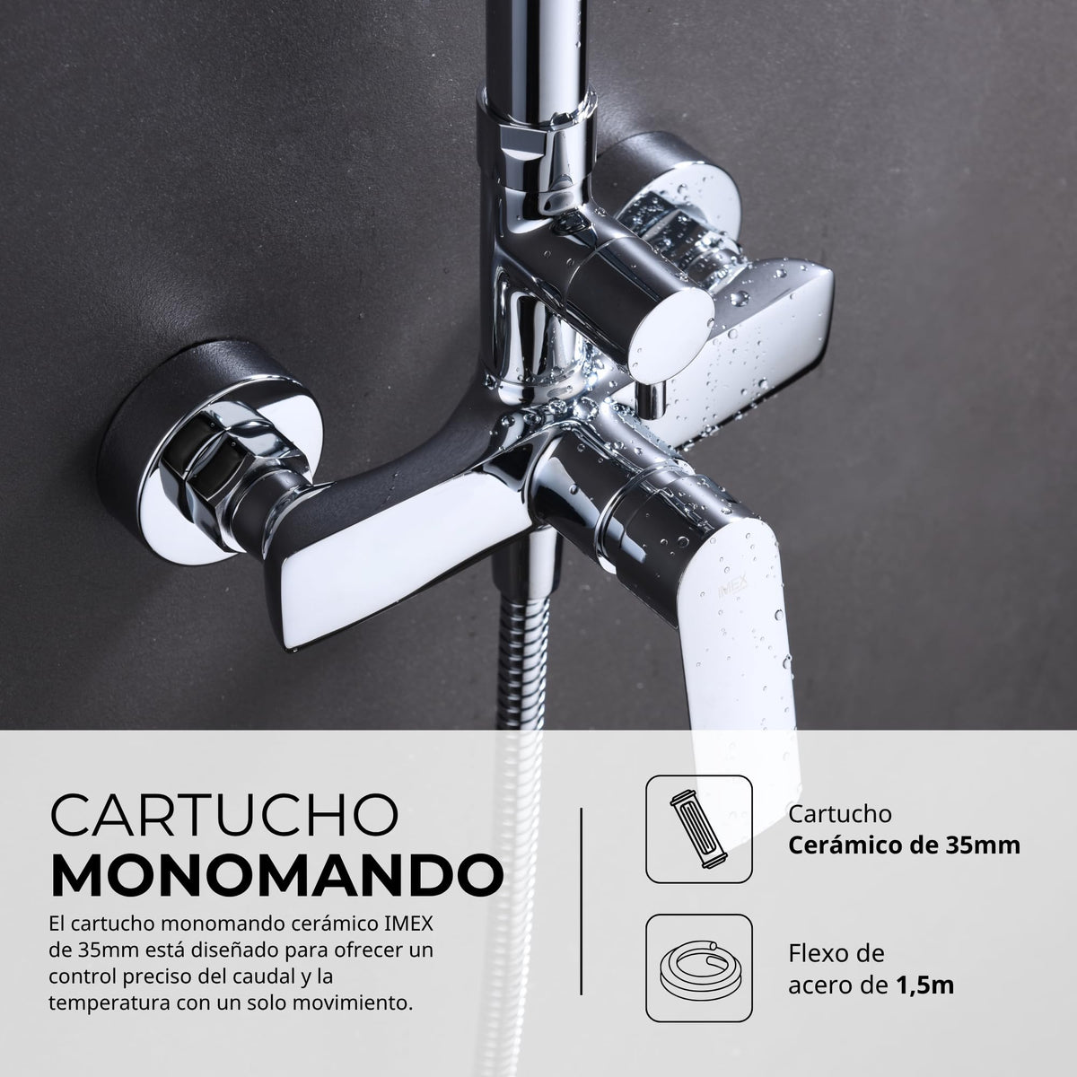 CONJUNTO DUCHA MONOMANDO LÚXOR Cromado