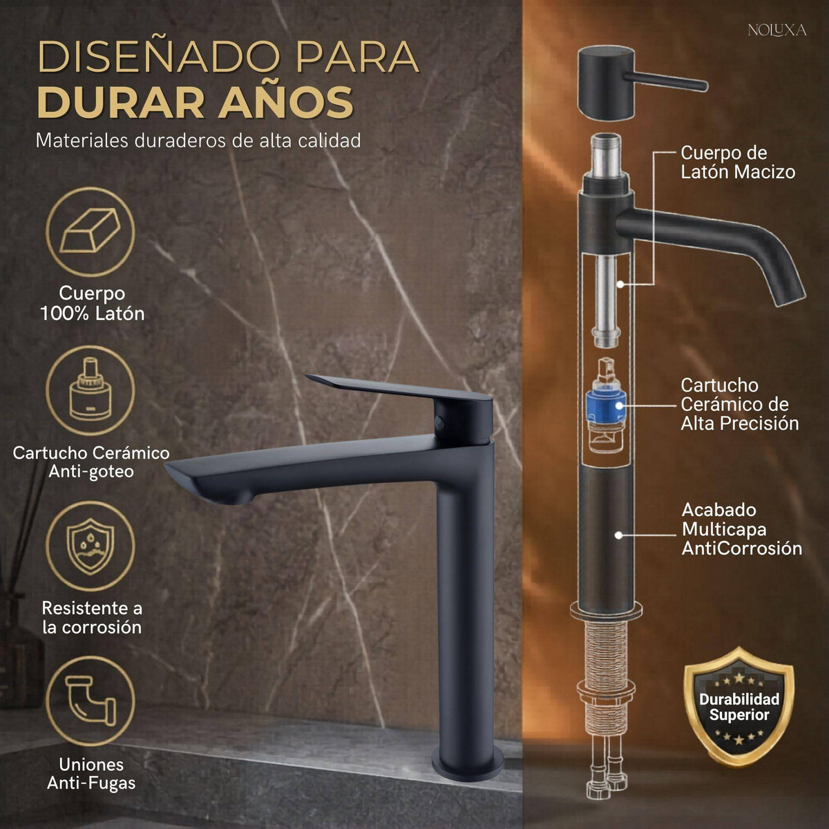 GRIFO LAVABO CAÑO ALTO MONOMANDO SERIE LUXOR