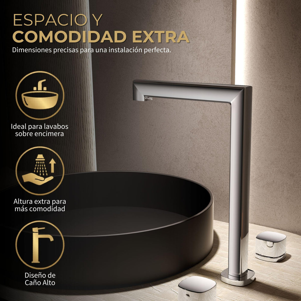 Tall-spout two-handle basin mixer TOSCANA SERIES