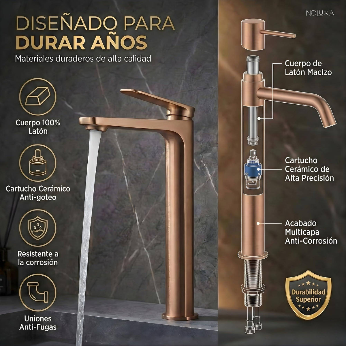 GRIFO LAVABO CAÑO ALTO MONOMANDO SERIE NÁPOLES
