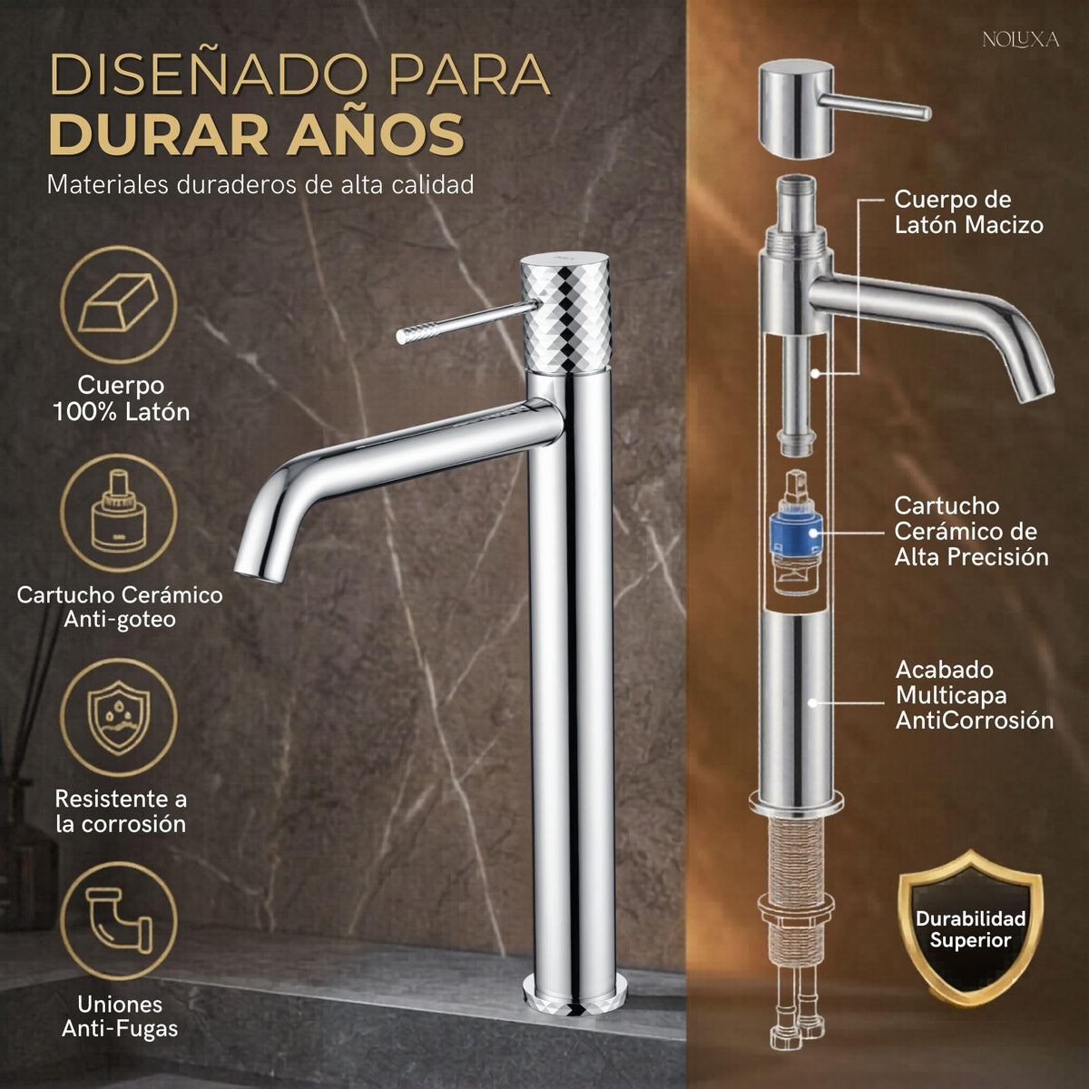 Tall-spout single-lever basin mixer GÉNOVA SERIES