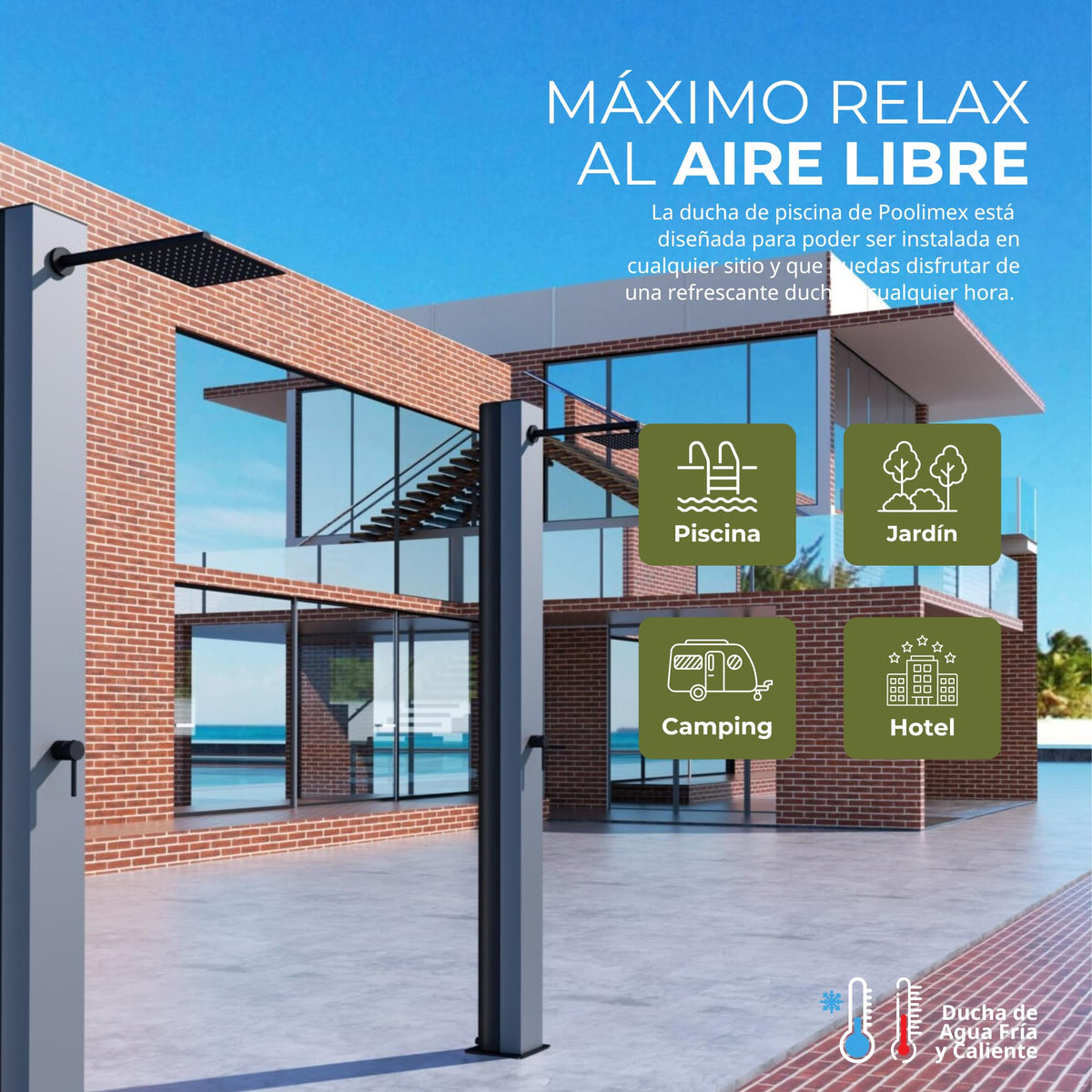 DUCHA PISCINA EXTERIOR EN ACERO INOX. S.316 SERIE PHOENIX
