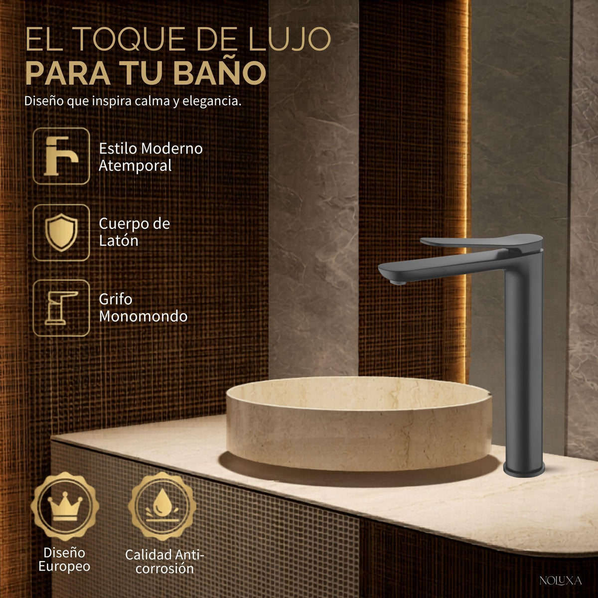 GRIFO LAVABO CAÑO ALTO MONOMANDO SERIE DINAMARCA