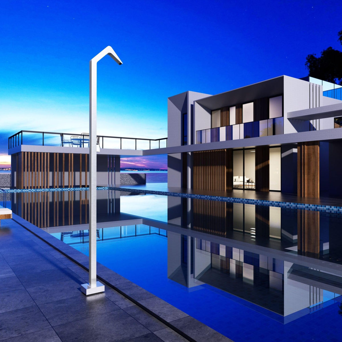 DUCHA PISCINA EXTERIOR EN ACERO INOX. S.316 SERIE NIAGARA